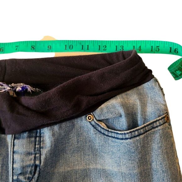 Maternity Jeans Below‎ The Bump Stretch Band Faded Denim Flare Legs Sz M - Picture 10 of 11